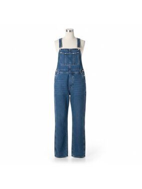 No Excuses Womens Blue Cotton Denim Overalls Casual Retro Style Size M